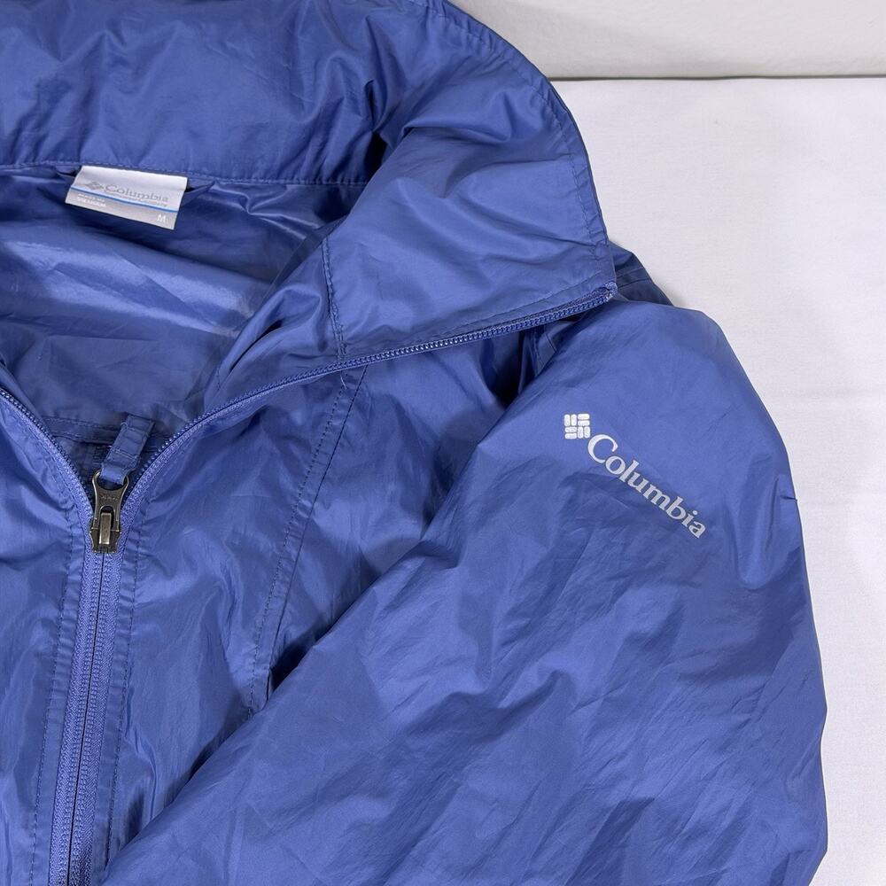 Columbia Women’s Blue Sustina Windbreaker, Cinched Waist, Stowaway Hoodie M - Picture 7 of 16